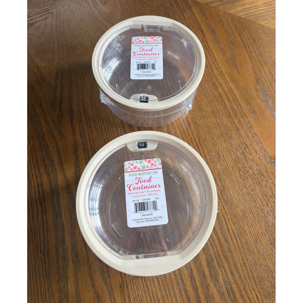 New View Gifts Push Button Lid Food Container Round Clear BPA Free Set of 2